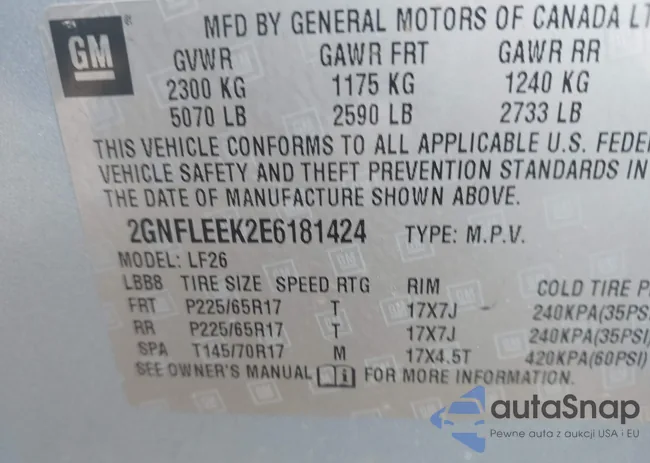 2GNFLEEK2E6181424: 42030108