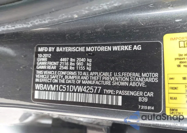 WBAVM1C51DVW42577: 42029627