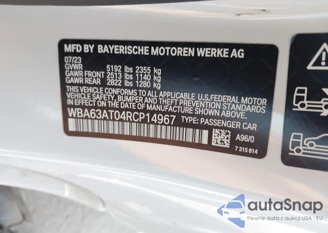 WBA63AT04RCP14967: 42031020