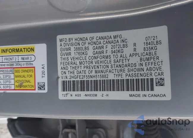 2HGFE2F55NH515882: 42031262