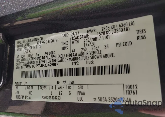 1FTEW1CP7JKC42597: 42030460