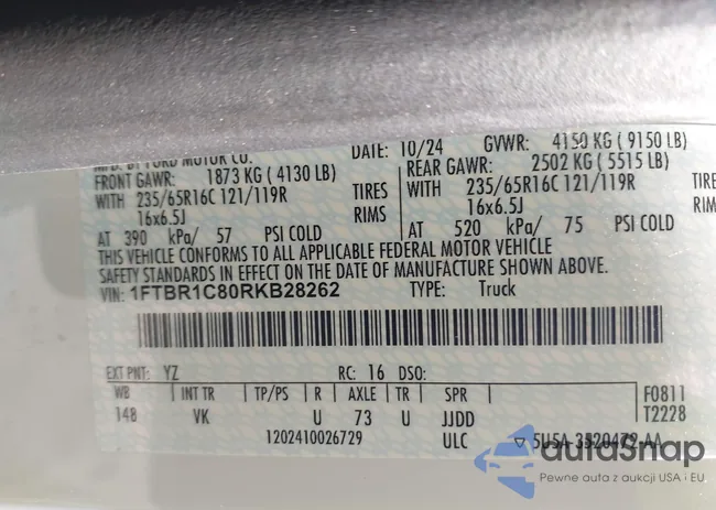 1FTBR1C80RKB28262: 42030732