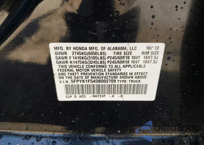 5FPYK1F54DB002709: 42030747