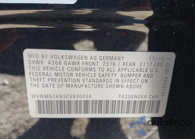 WVWMN7AN3CE500036: 42032040
