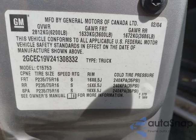 2GCEC19V241308332: 42032088