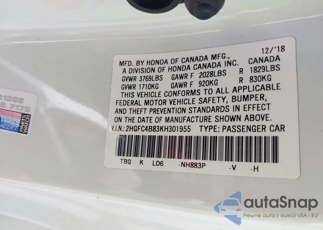 2HGFC4B83KH301955: 42032170