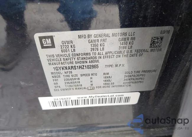 1GYKNARS1HZ102865: 42031498