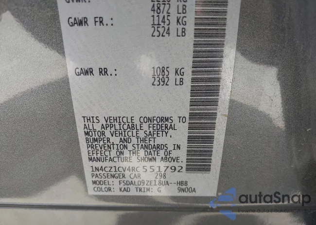 1N4CZ1CV4RC551792: 42033095