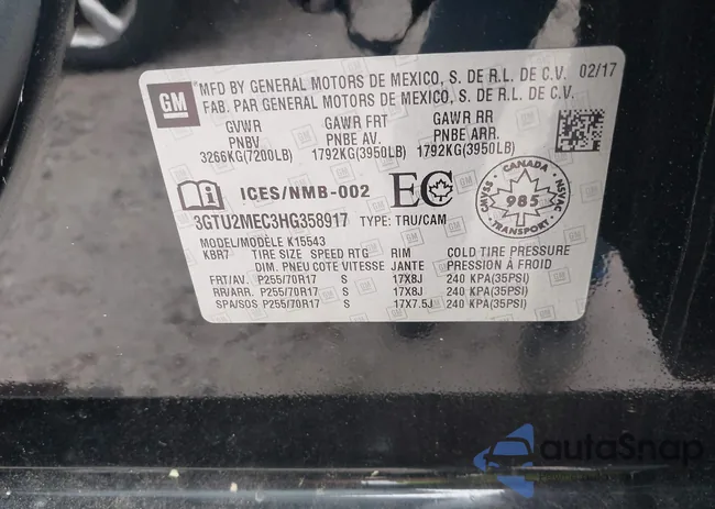 3GTU2MEC3HG358917: 42033359