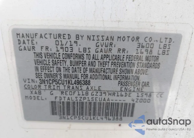 3N1CP5CU1KL496388: 42032564