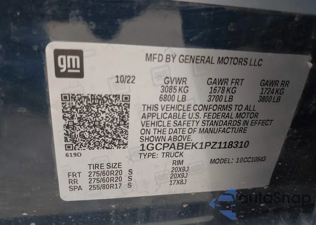 1GCPABEK1PZ118310: 42033878