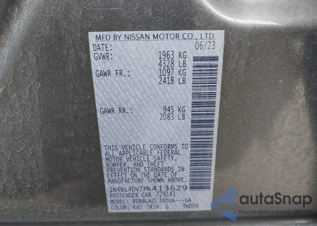 1N4BL4DV7PN413629: 42034442