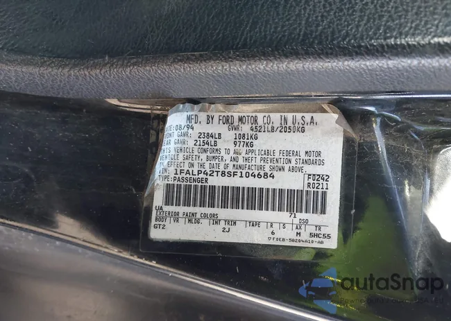 1FALP42T8SF104684: 42034606