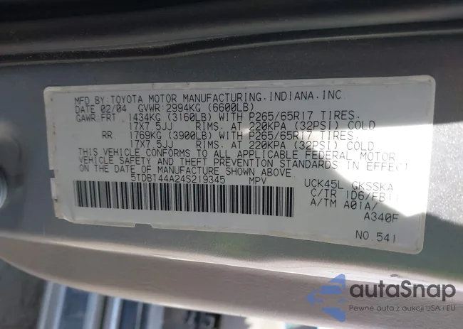 5TDBT44A24S219345: 42036170