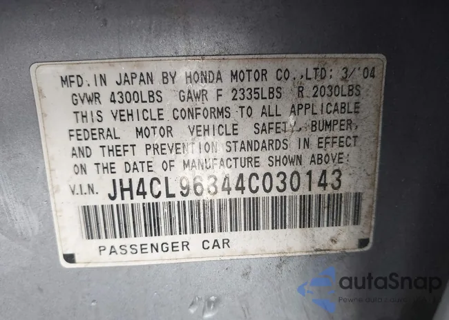 JH4CL96844C030143: 42035820