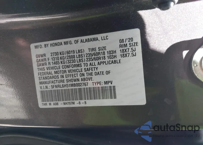 5FNRL6H51MB002767: 42037348