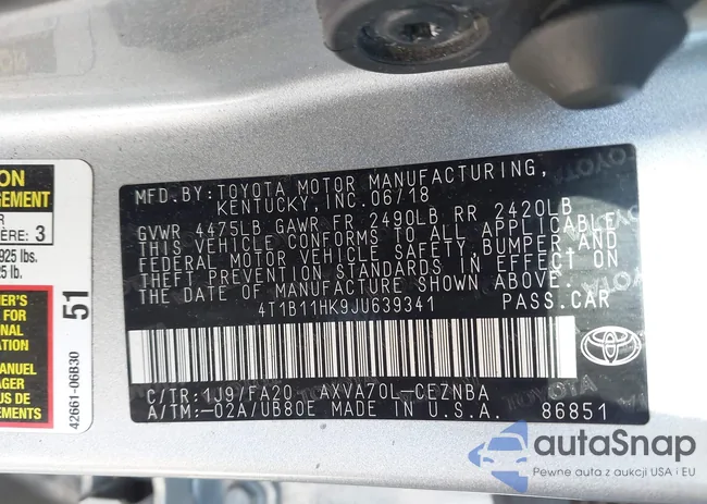 4T1B11HK9JU639341: 42037430