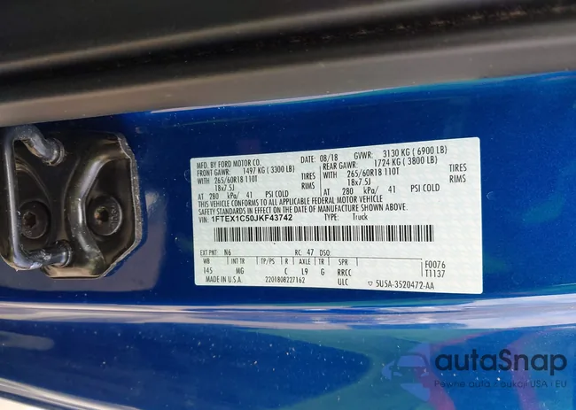 1FTEX1C50JKF43742: 42036557