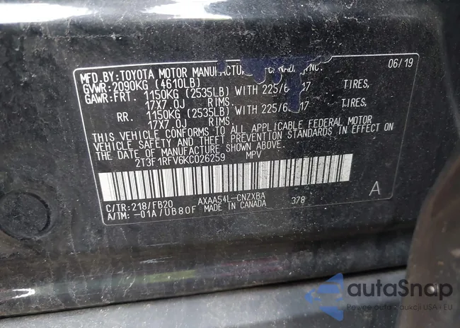 2T3F1RFV6KC026259: 42038241