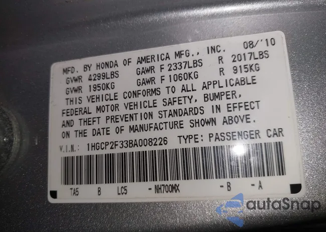 1HGCP2F33BA008226: 42037470