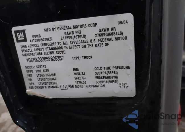 1GCHK23285F825357: 42038945