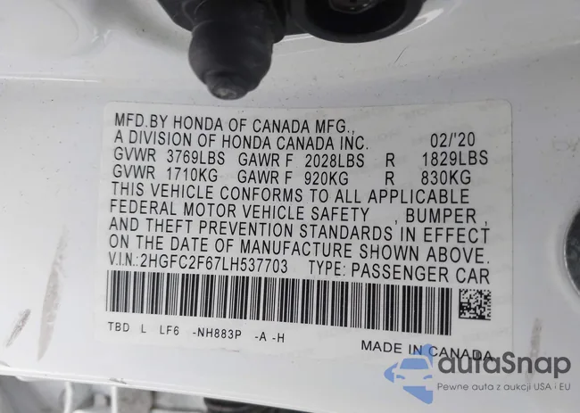 2HGFC2F67LH537703: 42039253