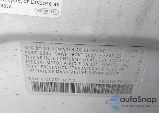 WVWFU73CX6P148282: 42038451
