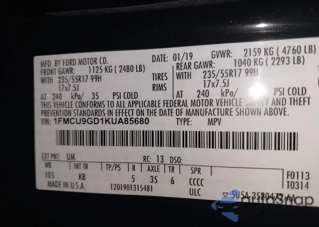 1FMCU9GD1KUA85680: 42038516