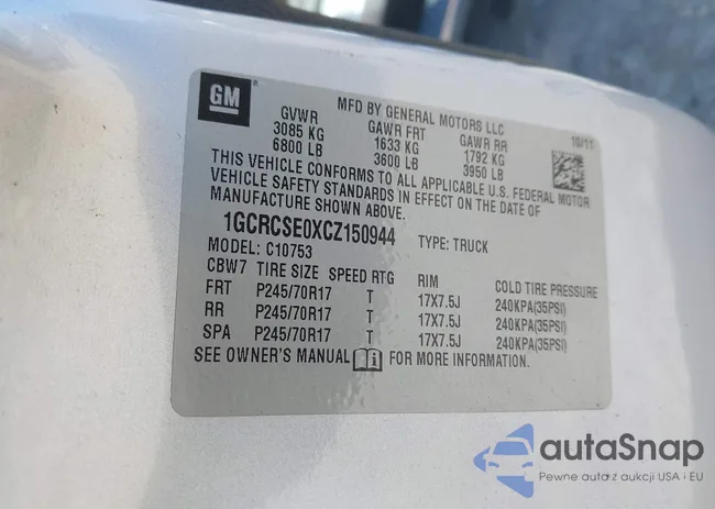 1GCRCSE0XCZ150944: 42038535