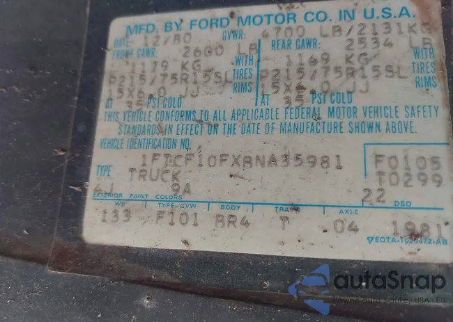 1FTCF10FXBNA35981: 42040047