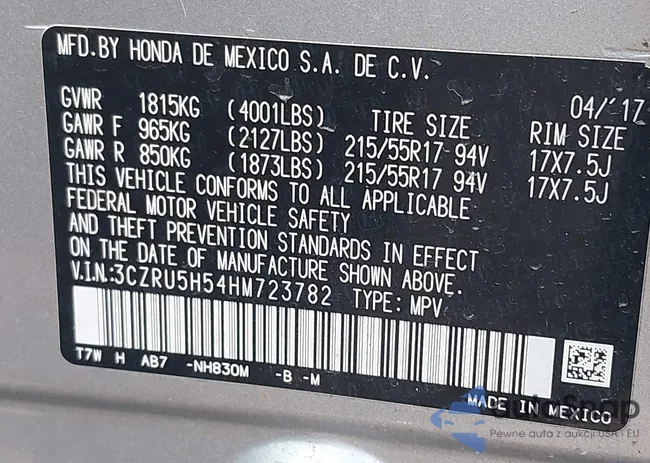 3CZRU5H54HM723782: 42041212