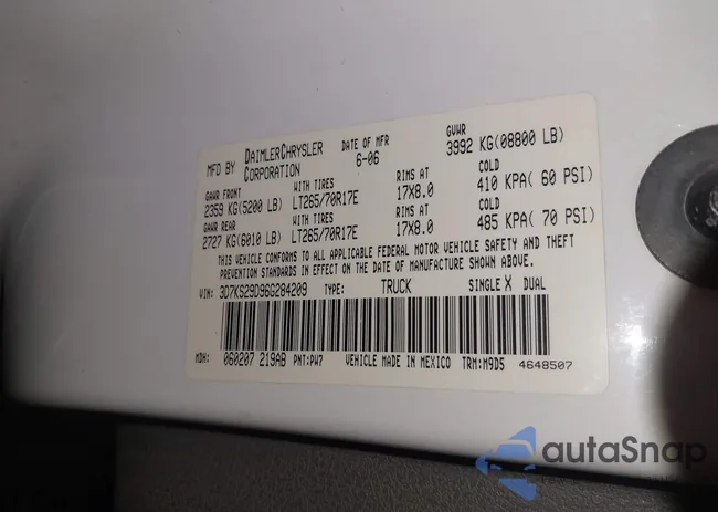 3D7KS29D96G284209: 42041470