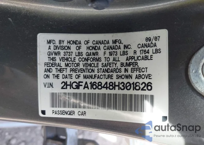 2HGFA16848H301826: 42041729