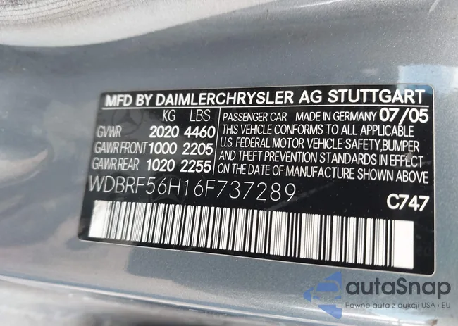 WDBRF56H16F737289: 42042829