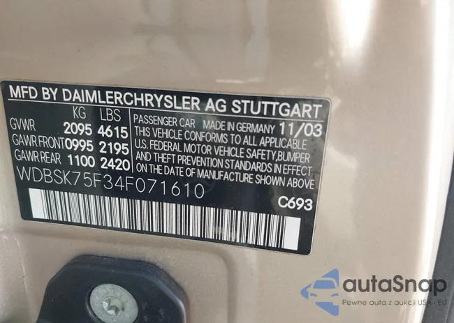 WDBSK75F34F071610: 42042918