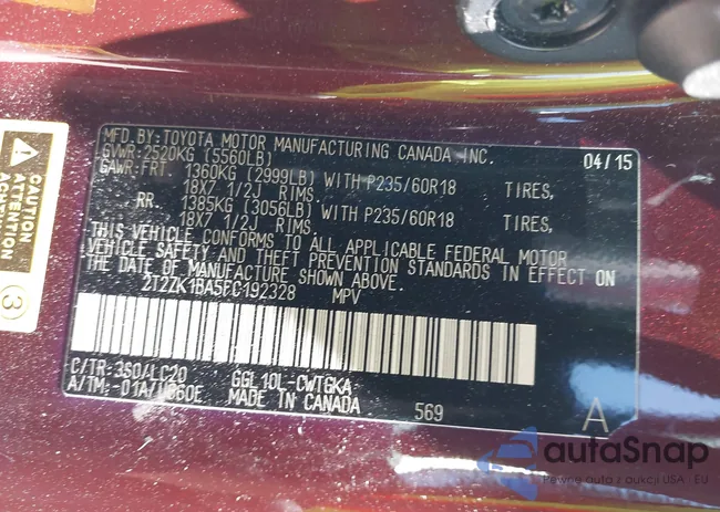 2T2ZK1BA5FC192328: 42045904