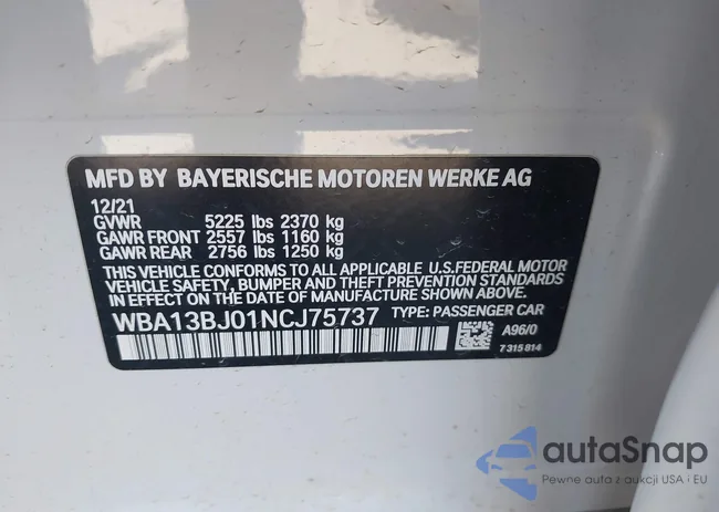 WBA13BJ01NCJ75737: 42046295