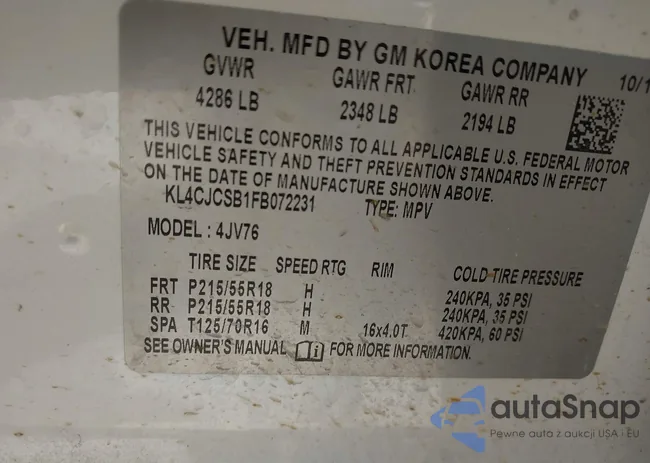 KL4CJCSB1FB072231: 42045767