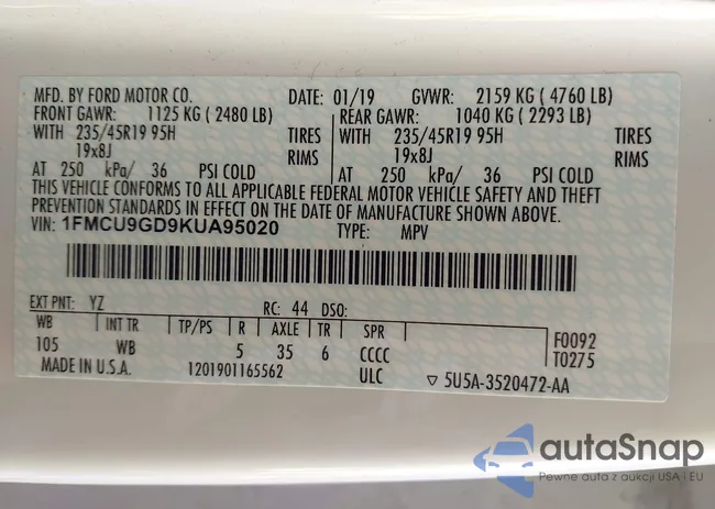 1FMCU9GD9KUA95020: 42049222