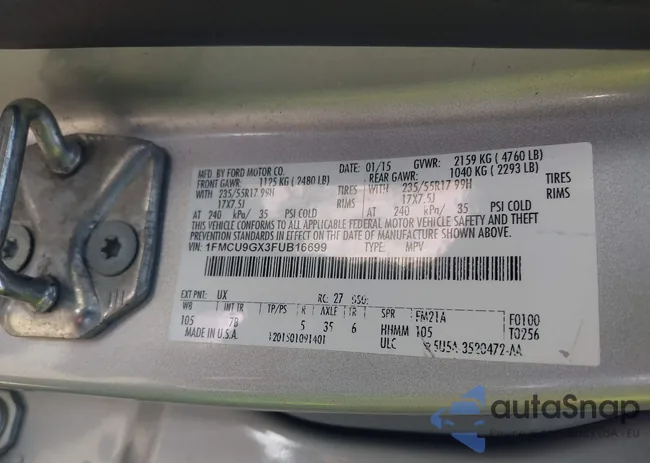 1FMCU9GX3FUB16699: 42049363