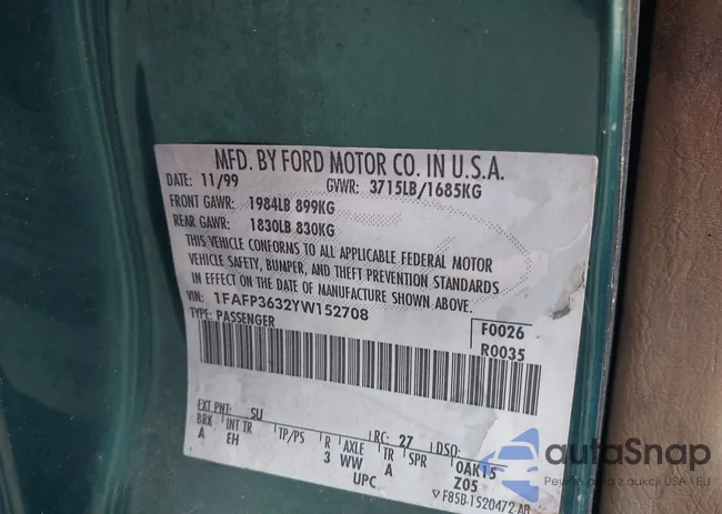 1FAFP3632YW152708: 42048440