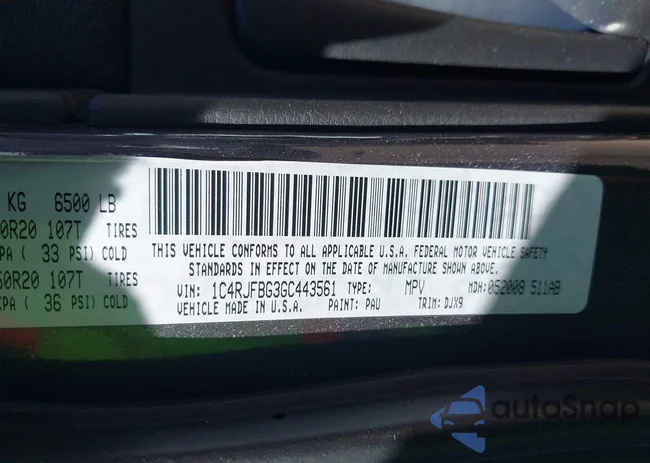 1C4RJFBG3GC443561: 42048675