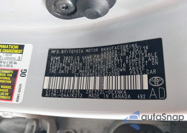 2T1BURHE0GC622096: 42049949