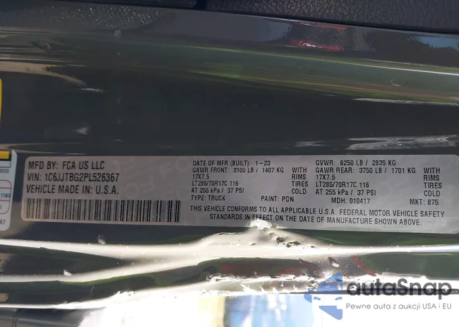 1C6JJTBG2PL526367: 42050005