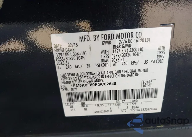 1FM5K8F89FGC02648: 42050010