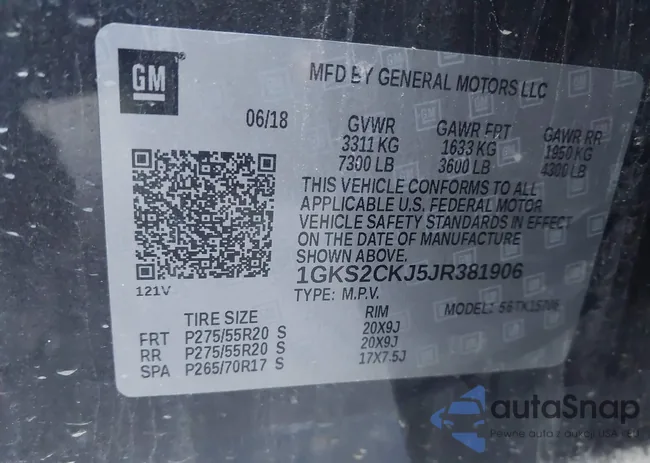 1GKS2CKJ5JR381906: 42050329