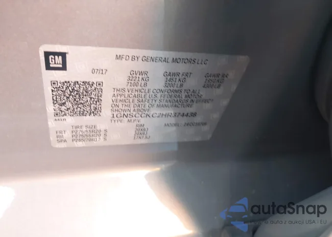 1GNSCCKC2HR374438: 42049589