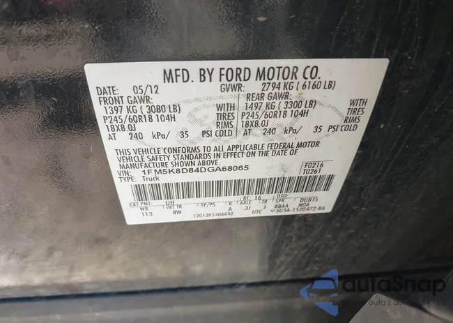 1FM5K8D84DGA68065: 42049788