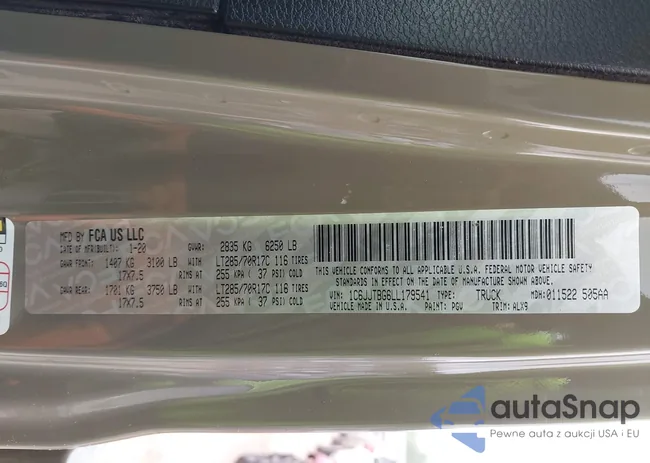 1C6JJTBG6LL179541: 42050510