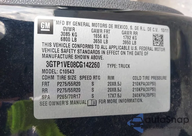 3GTP1VE08CG142260: 42052347